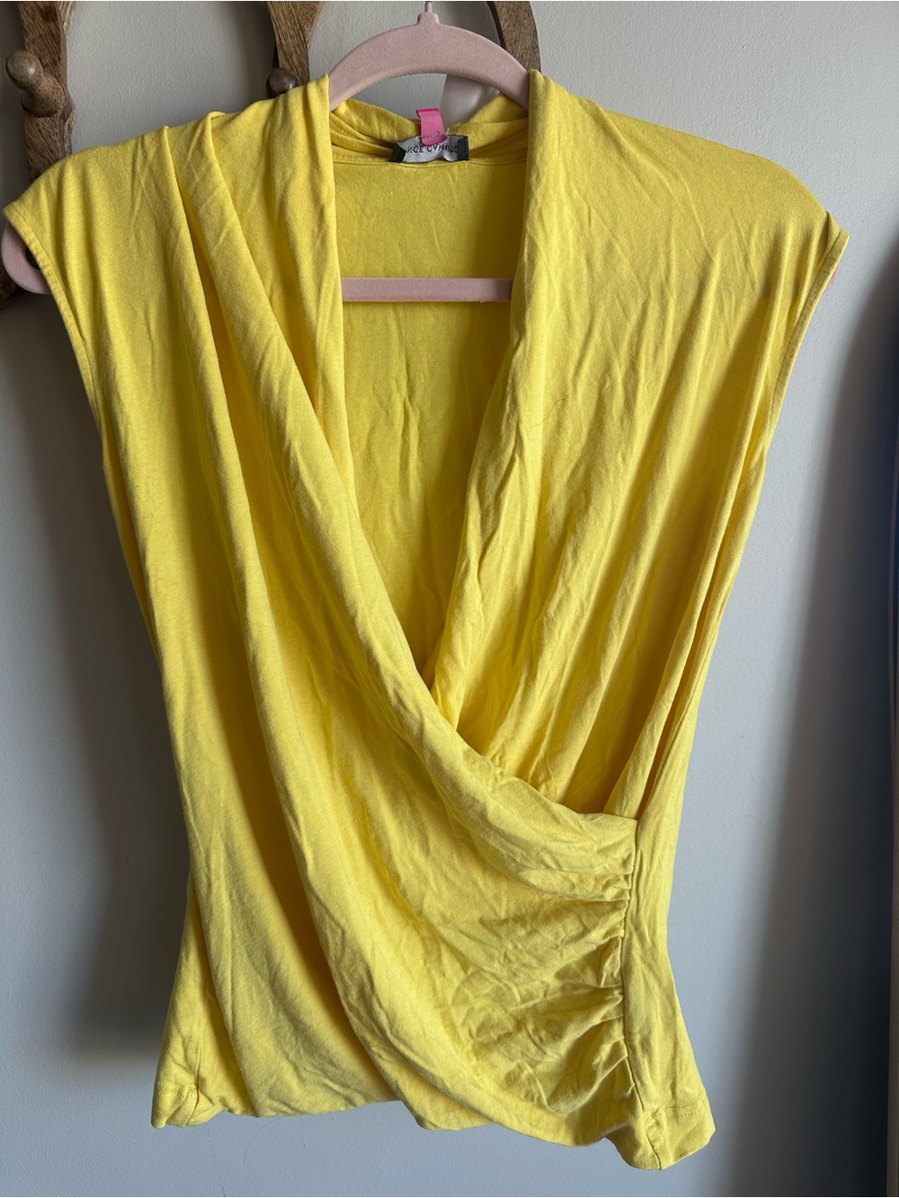 Vince Camuto Yellow Draped Surplice Blouse